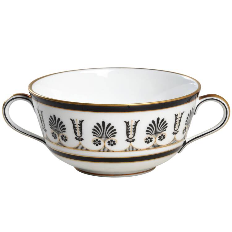 Ercolano Black Flat Cream Soup Bowl