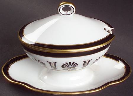 Ercolano Black Oval Mustard W/Lid & Attached Underplate