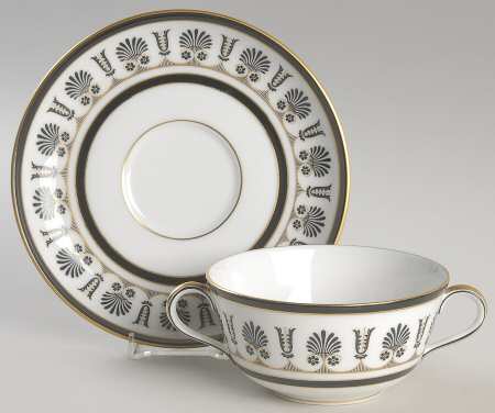 Ercolano Black Flat Cream Soup Bowl & Saucer Set