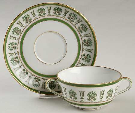 Ercolano Green Flat Cream Soup Bowl & Saucer Set