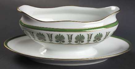 Ercolano Green Gravy Boat with Attached Underplate