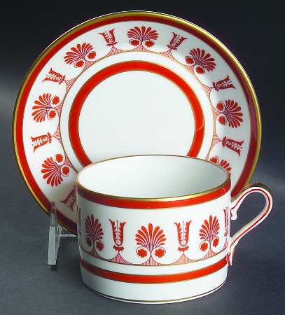 Ercolano Red Flat Cup & Saucer Set