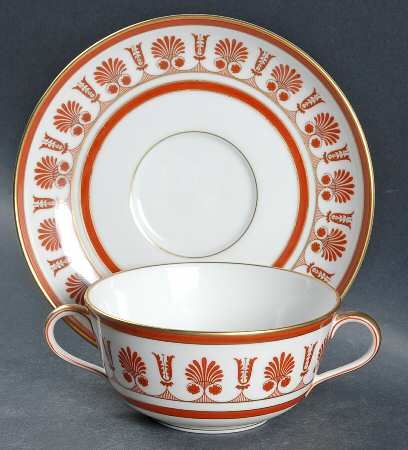 Ercolano Red Flat Cream Soup Bowl & Saucer Set