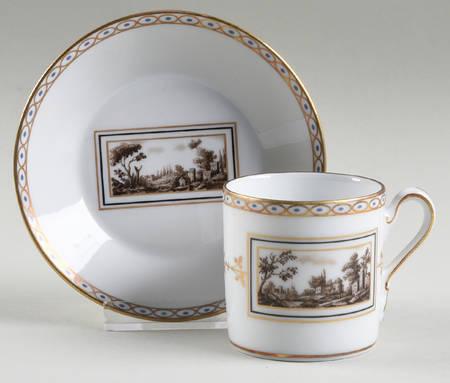 Fiesole (Italian Scene) Flat Demitasse Cup & Saucer Set