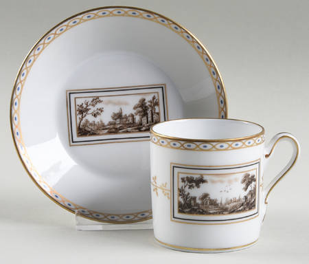 Fiesole (Italian Scene) Flat Demitasse Cup & Saucer Set