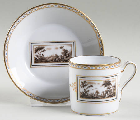 Fiesole (Italian Scene) Flat Demitasse Cup & Saucer Set