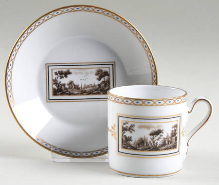 Fiesole (Italian Scene) Flat Demitasse Cup & Saucer Set