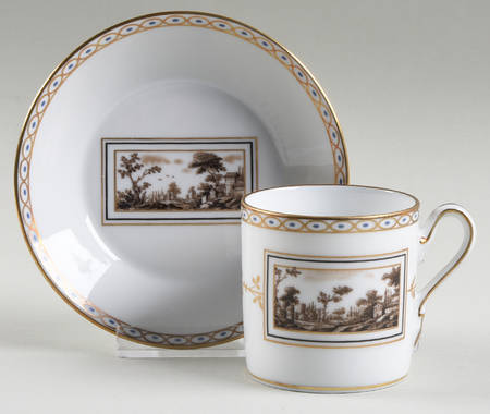 Fiesole (Italian Scene) Flat Demitasse Cup & Saucer Set