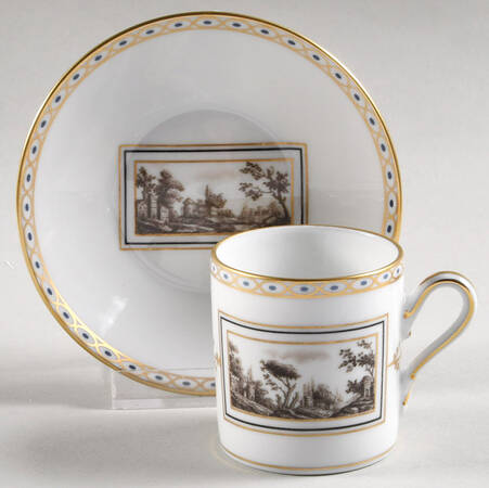 Fiesole (Italian Scene) Flat Demitasse Cup & Saucer Set