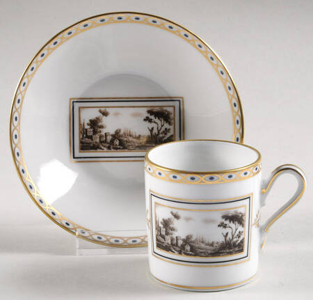Fiesole (Italian Scene) Flat Demitasse Cup & Saucer Set