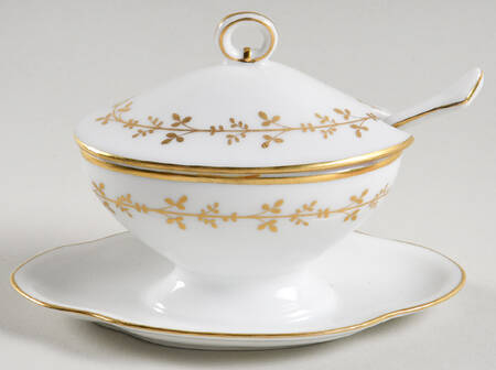 Fiesole (Italian Scene) Oval Mustard w/Lid, Attached Underplate & Spoon