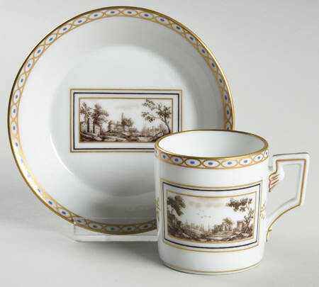 Fiesole (Italian Scene) Flat Demitasse Cup & Saucer Set