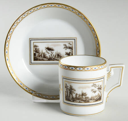 Fiesole (Italian Scene) Flat Demitasse Cup & Saucer Set