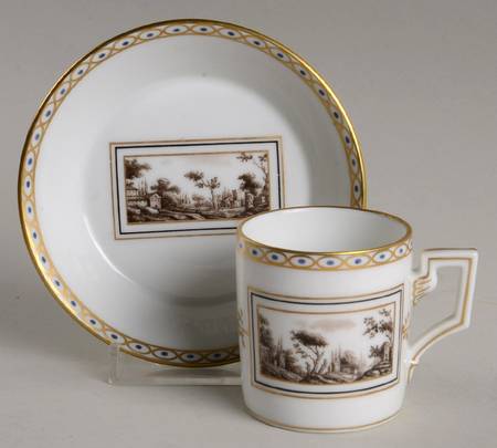 Fiesole (Italian Scene) Flat Demitasse Cup & Saucer Set