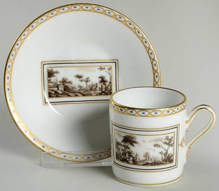 Fiesole (Italian Scene) Flat Demitasse Cup & Saucer Set