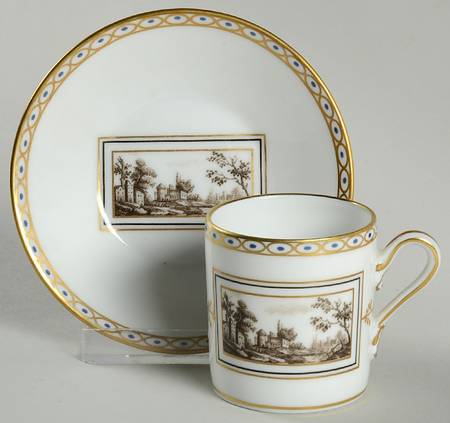 Fiesole (Italian Scene) Flat Demitasse Cup & Saucer Set