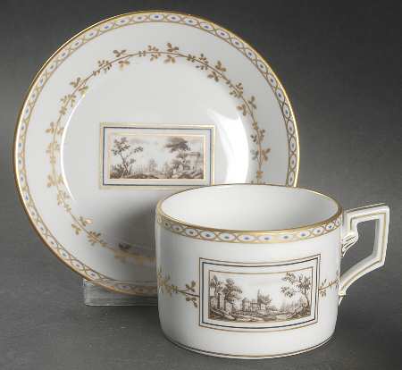 Fiesole (Italian Scene) Flat Cup & Saucer Set