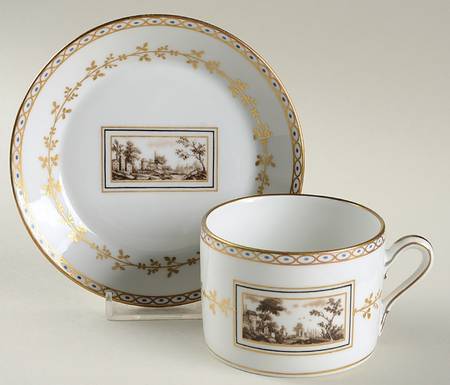 Fiesole (Italian Scene) Flat Cup & Saucer Set