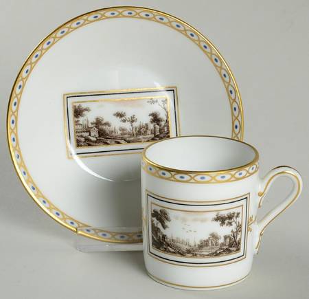 Fiesole (Italian Scene) Flat Demitasse Cup & Saucer Set
