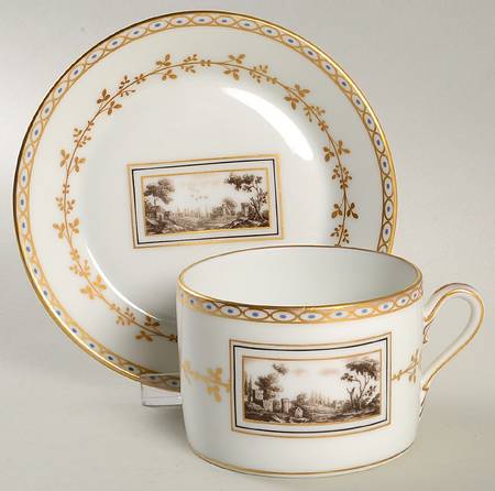 Fiesole (Italian Scene) Flat Cup & Saucer Set