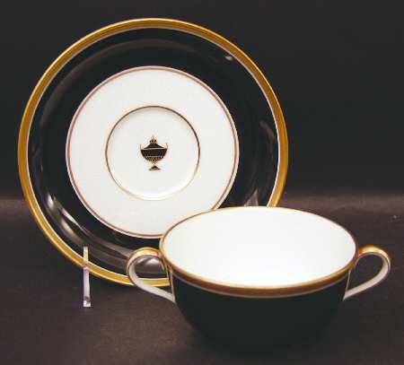 Impero Black Flat Cream Soup Bowl & Saucer Set
