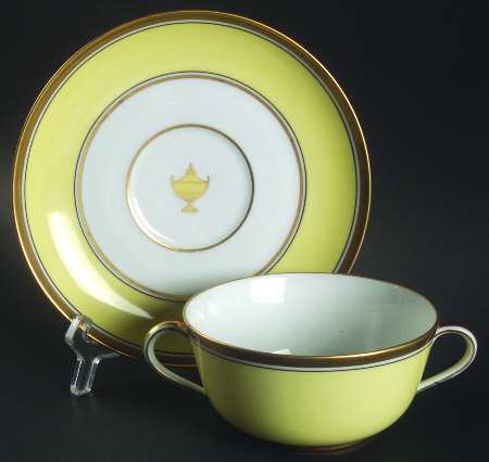 Impero Yellow Footed Cream Soup Bowl & Saucer Set