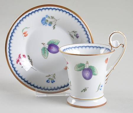 Italian Fruits (Antico Doccia) Footed Demitasse Cup & Saucer Set