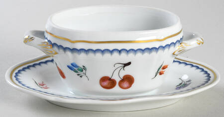 Italian Fruits (Antico Doccia) Mustard with Attached Underplate No Lid
