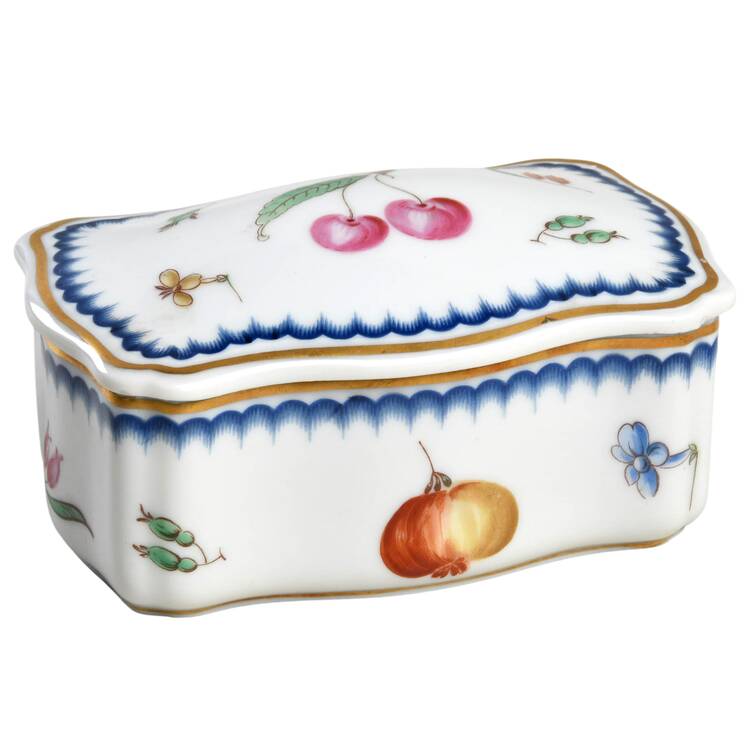 Italian Fruits (Antico Doccia) 4" Rectangular Box with Lid by Ginori 1735