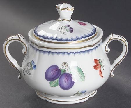 Italian Fruits (Antico Doccia) Sugar Bowl & Lid