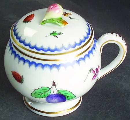 Italian Fruits (Antico Doccia) 2 Pc Pot de Creme w/Lid & Base