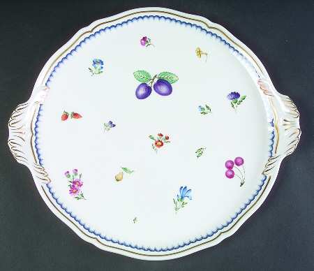 Italian Fruits (Antico Doccia) Handled Cake Plate