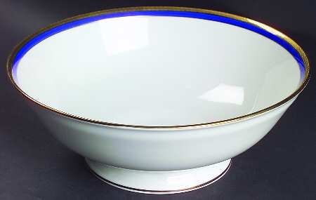 Palermo Blue 10" Footed Salad Serving Bowl