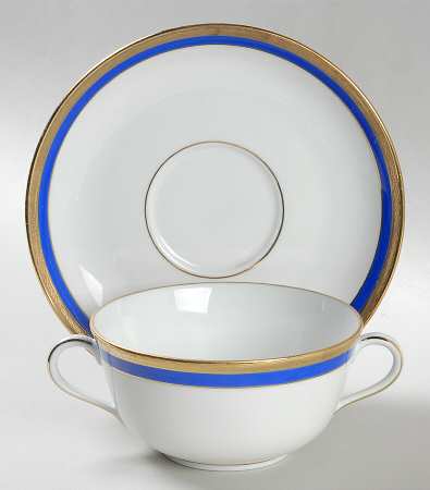 Palermo Blue Flat Cream Soup Bowl & Saucer Set