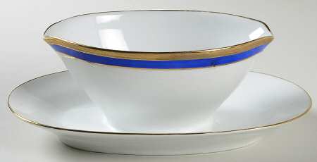 Palermo Blue Gravy Boat with Attached Underplate