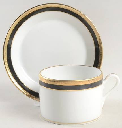 Palermo Black Flat Cup & Saucer Set