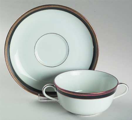Palermo Black Flat Cream Soup Bowl & Saucer Set