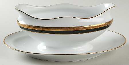Palermo Black Gravy Boat with Attached Underplate