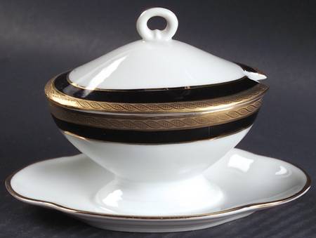 Palermo Black Oval Mustard W/Lid & Attached Underplate