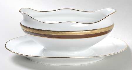 Palermo Brown Gravy Boat with Attached Underplate