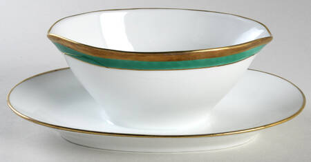 Palermo Green Gravy Boat with Attached Underplate