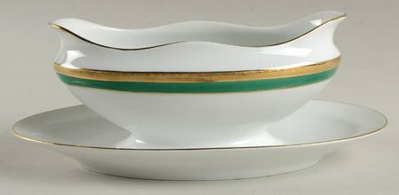 Palermo Green Gravy Boat with Attached Underplate