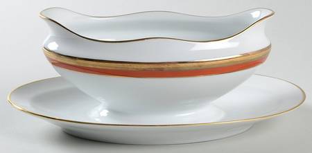 Palermo Rust (Red) Gravy Boat with Attached Underplate