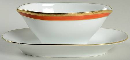 Palermo Rust (Red) Gravy Boat with Attached Underplate