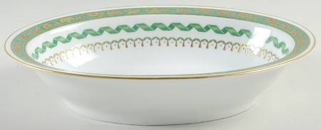 Pincio Green 9" Oval Vegetable Bowl