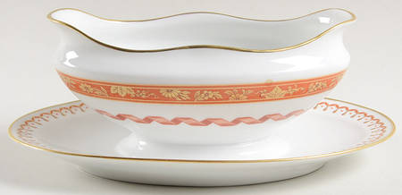 Pincio Red Gravy Boat with Attached Underplate