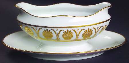 Pompei Gold Gravy Boat with Attached Underplate