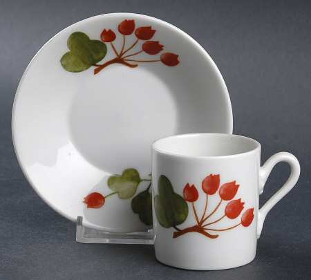Red Currant Flat Demitasse Cup & Saucer Set