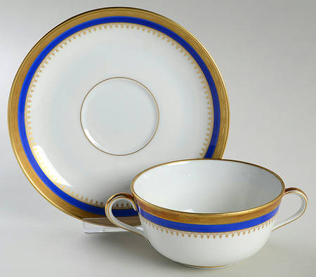 Regal Blue Flat Cream Soup Bowl & Saucer Set