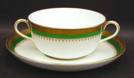 Regal Green Flat Cream Soup Bowl & Saucer Set